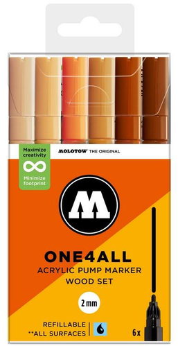 MOLOTOW One4All 127HS 2 mm 6 pcs Wood Set - Felt Tip Pens - Main image