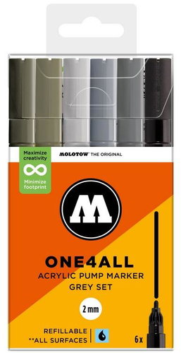 MOLOTOW One4All 127HS 2 mm 6 pcs Grey Set - Felt Tip Pens - Main image