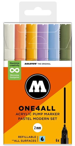MOLOTOW One4All 127HS 2 mm 6 pcs Pastel Set B - Felt Tip Pens - Main image