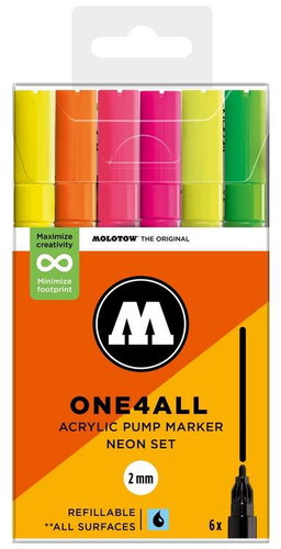 MOLOTOW One4All 127HS 2 mm 6 pcs Neon Set - Felt Tip Pens - Main image