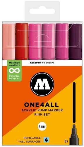 MOLOTOW One4All 227HS 4 mm 6 pcs Pink Set - Felt Tip Pens - Main image