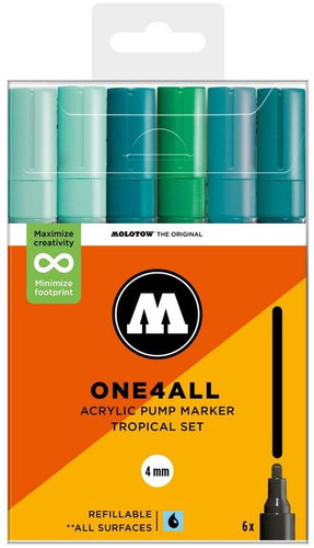 MOLOTOW One4All 227HS 4 mm 6 pcs Tropical Set - Felt Tip Pens - Main image