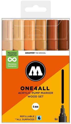 MOLOTOW One4All 227HS 4 mm 6 pcs Wood Set - Felt Tip Pens - Main image