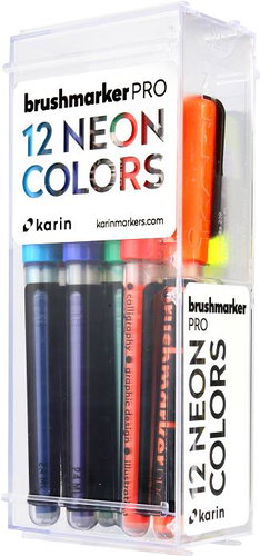 KARIN BrushMarker PRO 12 pcs Neon colours - Felt Tip Pens - Main image