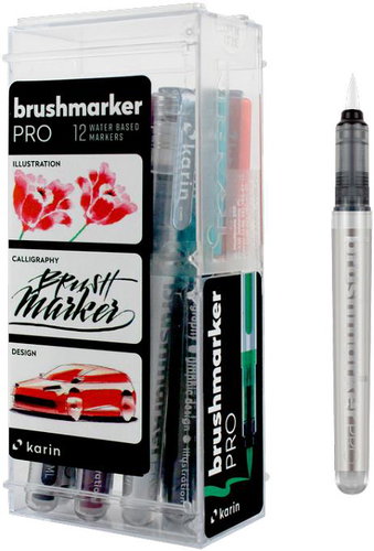 KARIN BrushMarker PRO 11 pcs Basic colours + blender - Felt Tip Pens - Main image