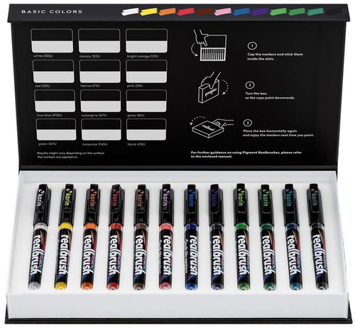KARIN RealBrush Pigment 12 pcs Basic Colors - Felt Tip Pens - Main image