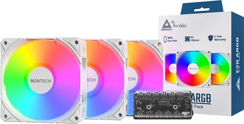 Montech E28 ARGB 3 in 1 Pack White - PC Fan - Main image