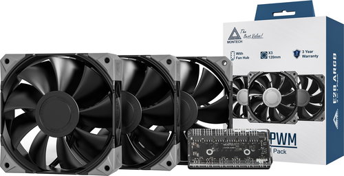 Montech E28 PWM 3 in 1 Pack Black - PC Fan - Main image