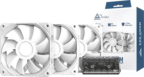 Montech E28 PWM 3 in 1 Pack White - PC Fan - Main image