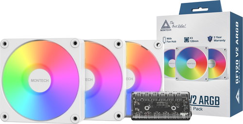 Montech GF120 V2 ARGB 3 in 1 Pack White - PC Fan - Main image