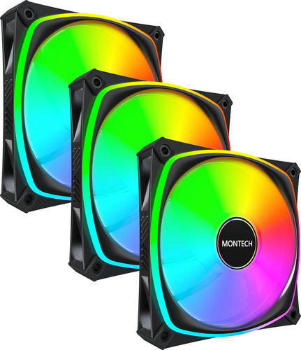 Montech RX120 PRO Reverse 3 in 1 Pack Black - PC Fan - Main image