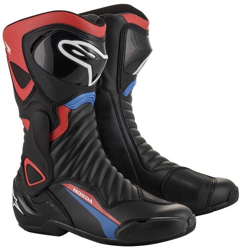 ALPINESTARS boots S-MX 6 HONDA collection, black/red/blue/white, 2025, size 36 - Motorcycle Shoes - Main image