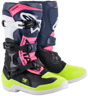 ALPINESTARS boots TECH 3S YOUTH, children, black/blue/pink/yellow fluo, size 37 - Motorcycle Shoes