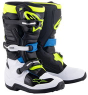 ALPINESTARS boots TECH 7 S, children's, black/white/yellow fluo/blue, 2025, size 34 - Motorcycle Shoes