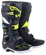 ALPINESTARS boots TECH 7, black/white/yellow fluo/dark blue, 2024, size 44,5 - Motorcycle Shoes