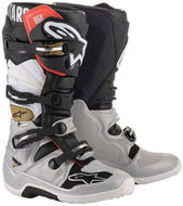 ALPINESTARS boots TECH 7, black/silver/white/gold, 2024, size 43 - Motorcycle Shoes