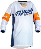 Fly Racing dres Kinetic Khaos, 2023 dětské bílá/modrá/oranžová YL - Motocross Jersey
