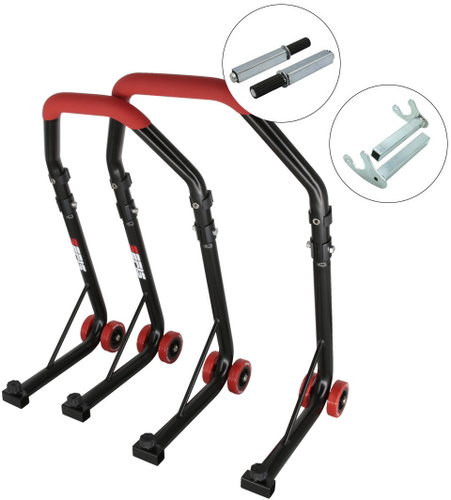 SEFIS D18 moto stand front and rear set - red - front stand: single - rear stand: hook - Motorbike Stand - Main image