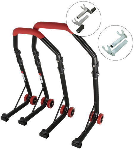 SEFIS D18 moto rack front and rear set - red - front rack : 2in1 - rear rack : Hook - Motorbike Stand - Main image