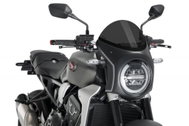PUIG Plexi shield SEMI-FAIRING matt black dark smoke, 480 × 350, 140.3133F - Motorcycle Plexiglass