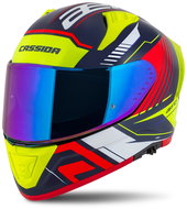CASSIDA Aero Drome 2025, blue met. /yellow/orange/red/white, sizing. M - Motorbike Helmet