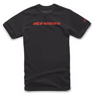 ALPINESTARS T-shirt LINEAR WORDMARK TEE, black/red fluo, sized 2.5 mm. L - T-Shirt