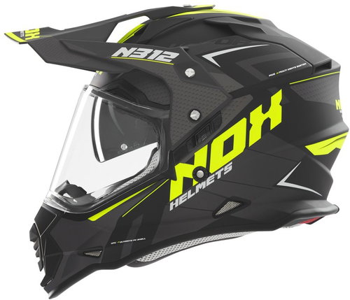 NOX Helmet N312 Vapor 2025 black matt, yellow, size 2XL - Motorbike Helmet - Main image