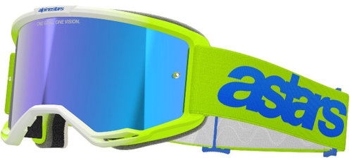 ALPINESTARS VISION 5 BLAZE 2025 goggles, yellow fluo/blue, mirrored blue plexi - Motorcycle Glasses - Main image