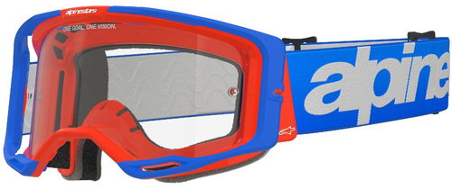 ALPINESTARS VISION 8 WORDMARK 2025 goggles, blue/orange, clear plexi - Motorcycle Glasses - Main image