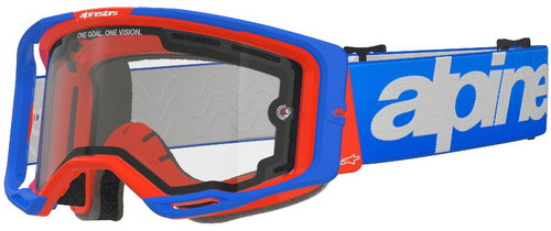 ALPINESTARS VISION 8 WORDMARK 2025 goggles, blue/orange, double antifog clear plexi - Motorcycle Glasses - Main image