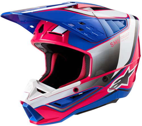 ALPINESTARS Helmet S-M5 SAIL, 2025, white/pink/blue, size 2025. S - Motorbike Helmet - Main image