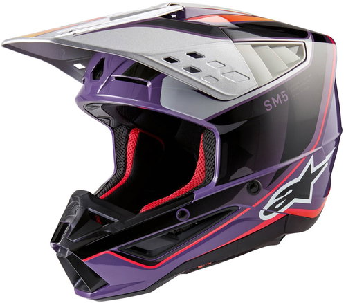 ALPINESTARS Helmet S-M5 SAIL, 2025, purple/black/silver, size 2025, w/camouflage. L - Motorbike Helmet - Main image