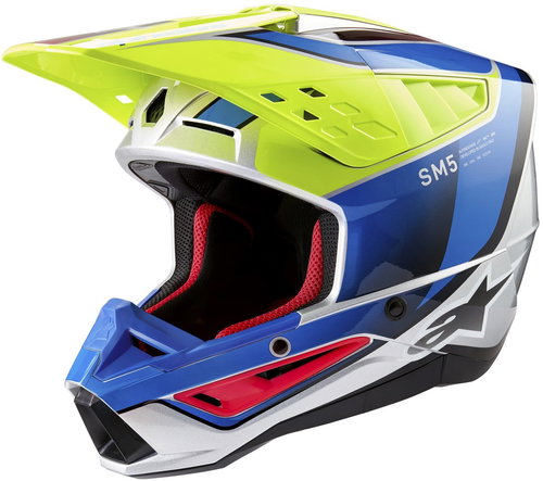 ALPINESTARS Helmet S-M5 SAIL, 2025, yellow fluo/blue/silver, size 2025 M - Motorbike Helmet - Main image