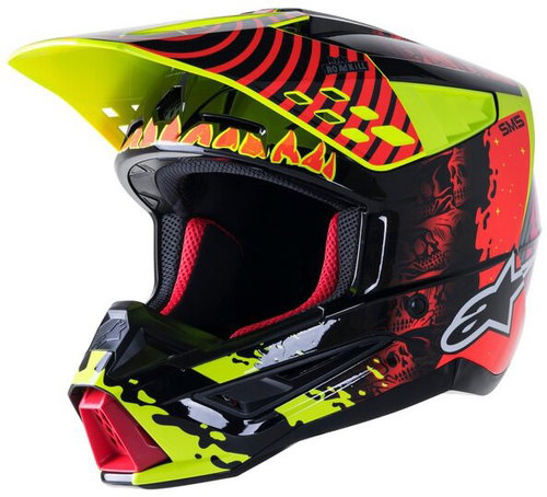 ALPINESTARS Helmet S-M5 SOLAR FLARE, 2023, yellow fluo/red fluo/black, size 5.5 mm, w/r. S - Motorbike Helmet - Main image
