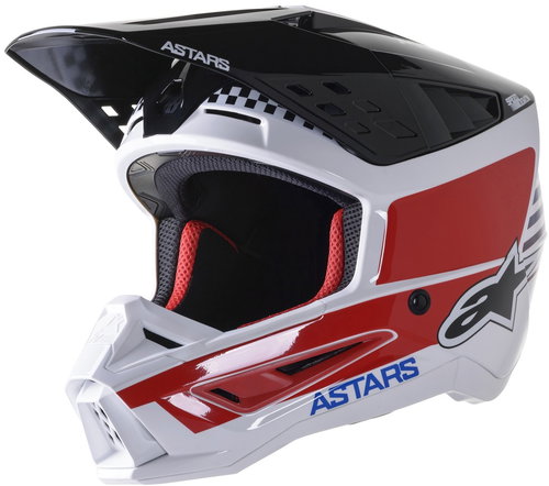 ALPINESTARS Helmet S-M5 SPEED, 2023, white/dark blue/red glossy, size 2023 M - Motorbike Helmet - Main image