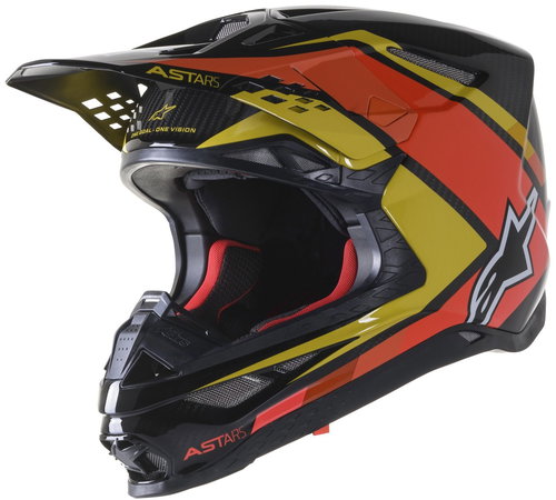 ALPINESTARS Helmet SUPERTECH S-M10 CARBON META2, 2023, black/yellow/orange glossy, size 2023 L - Motorbike Helmet - Main image