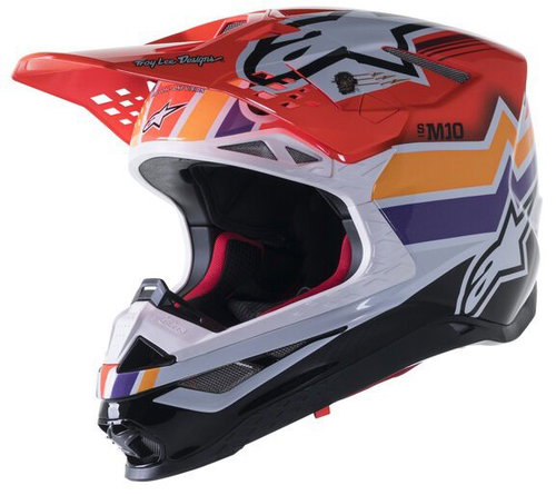 ALPINESTARS helmet SUPERTECH S-M10 edition TROY LEE DESIGNS, 2023, orange/yellow/purple/white/black, - Motorbike Helmet - Main image