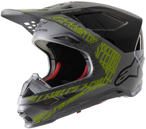 ALPINESTARS Helmet SUPERTECH S-M8 TRIPLE, grey/yellow fluo/black, size 5.5 mm, w/camouflage. S - Motorbike Helmet - Main image