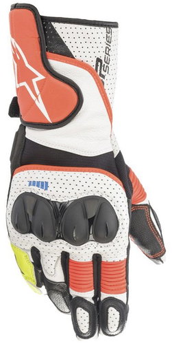 ALPINESTARS Gloves SP-2, white/red fluo/black, 2025, size 2025. L - Motorcycle Gloves - Main image
