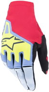 ALPINESTARS TECHSTAR gloves, light blue/red/yellow fluo/black, 2024, size 2024. M - Motorcycle Gloves