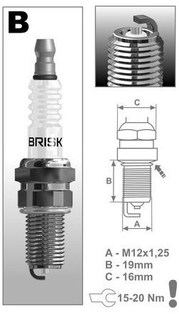 BRISK spark plug BR12S Silver Racing series - Spark Plug - Main image