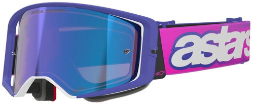 ALPINESTARS Supertech Vision Vista 2026 goggles, purple/pink fluo, mirrored blue plexi - Motorcycle Glasses - Main image