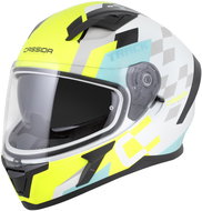 CASSIDA přilba Orbit Track 2026, bílá/žlutá fluo/tyrkysová/černá, vel. S - Motorbike Helmet