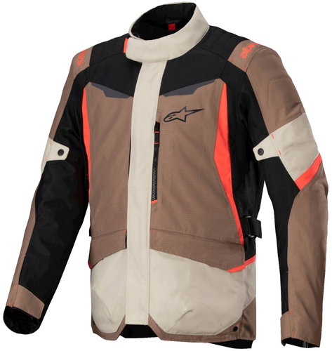 ALPINESTARS ST-1 WATERPROOF, tmavá khaki/písková/černá/červená fluo, 2025, vel. 4XL - Motorcycle Jacket - Main image