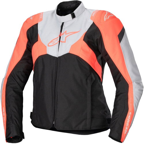 ALPINESTARS STELLA T-JAWS 4 WATERPROOF, černá/světle šedá/červená fluo, 2025, vel. M - Bunda na motorku - Main image