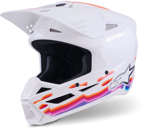 ALPINESTARS Přilba S-M3 FORCE, (bílá/žlutá/růžová/fialová) 2027 vel. 2XL - Motorbike Helmet - Main image