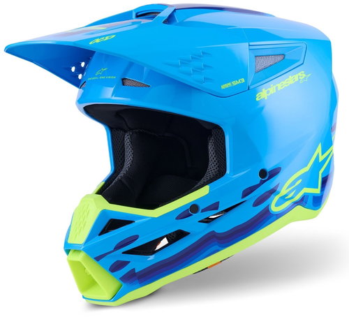ALPINESTARS Přilba S-M3 FORCE, (modrá/žlutá fluo) 2027 vel. XS - Motorbike Helmet - Main image