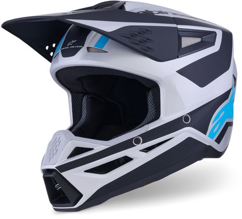 ALPINESTARS Přilba S-M3 HEAT, (stříbrná/modrá/černá matná) 2027 vel. 2XL - Motorbike Helmet - Main image