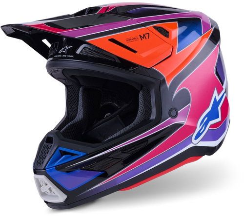 ALPINESTARS Přilba SUPERTECH S-M7 FUSE, (modrá/fialová/růžová) 2027 vel. XS - Motorbike Helmet - Main image