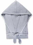 Möve Grey cotton terry robe with hood and white trim, size 38 - Bathrobe